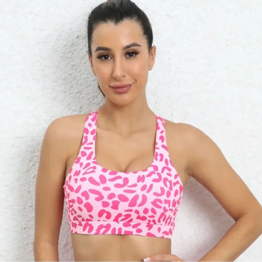 Barbiecore Leopard Sports Bra Barbie Movie Princess Mattel Barbie Inspired NWT